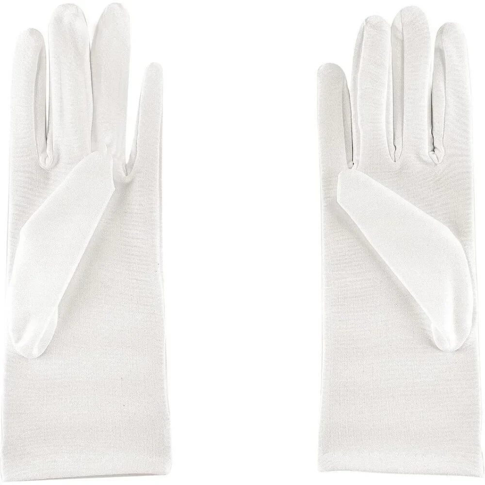 Women's Special White Flower Short Satin Gloves Formal Dress Wedding Dancing